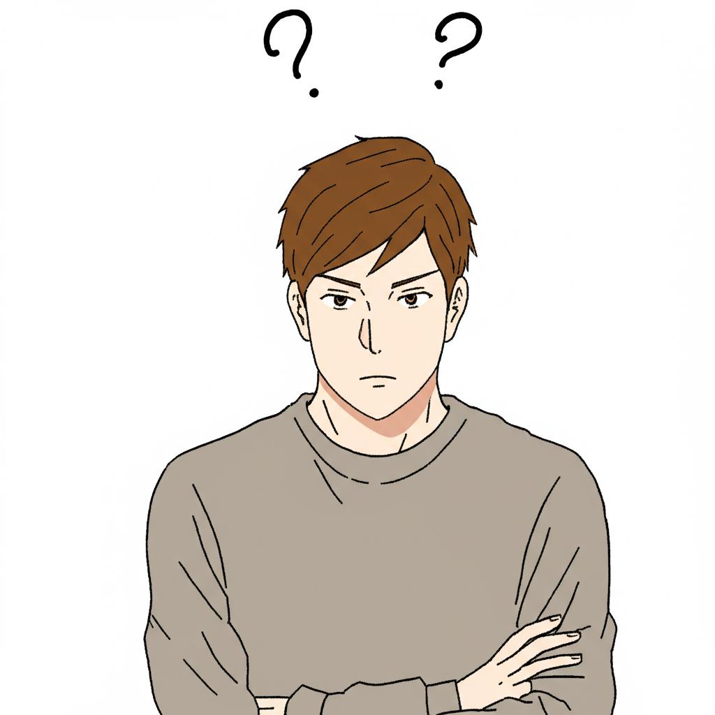 Illustration of a young man looking frustrated and lacking confidence