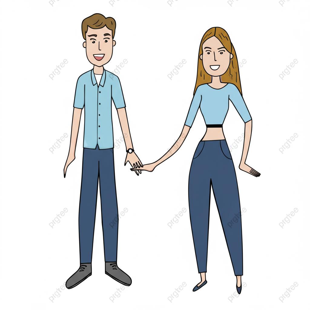 Illustration of a happy couple holding hands, looking energetic and smiling.
