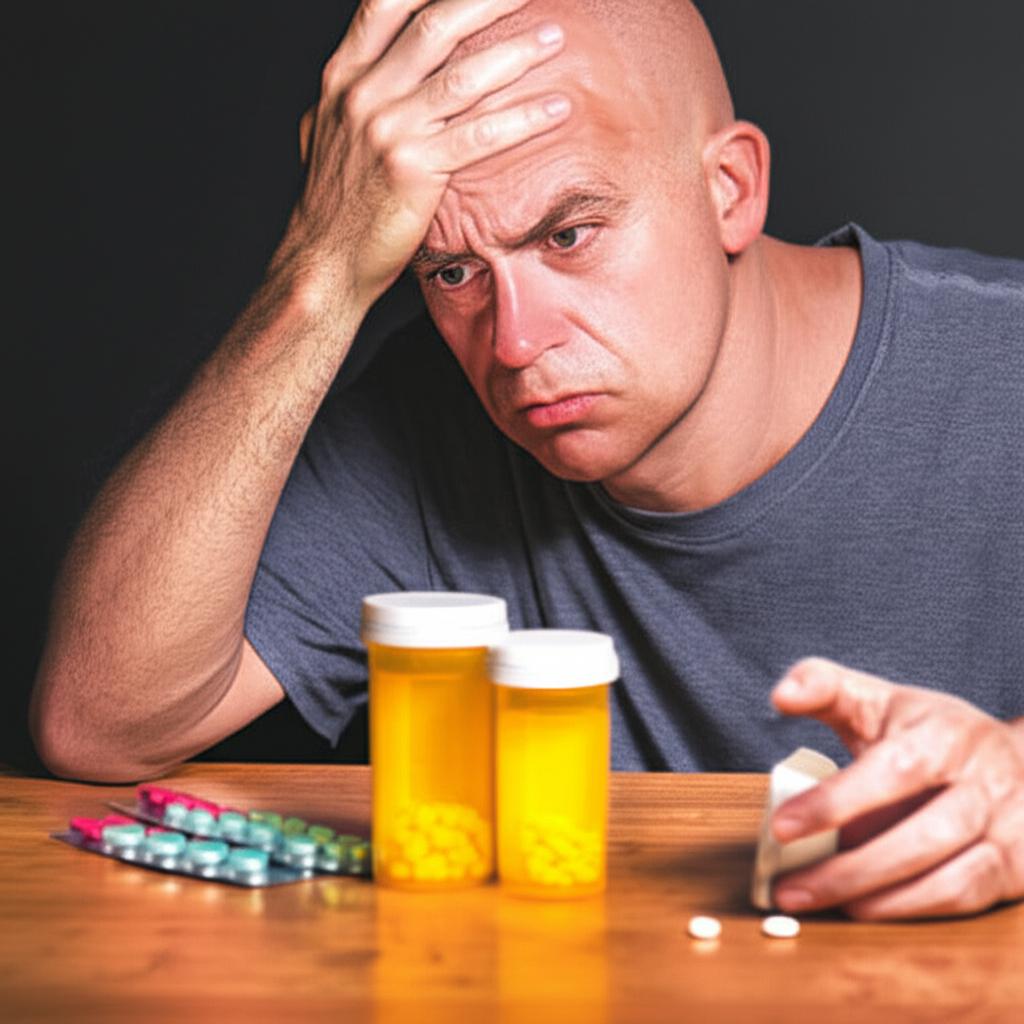 man looking worried about health and medication