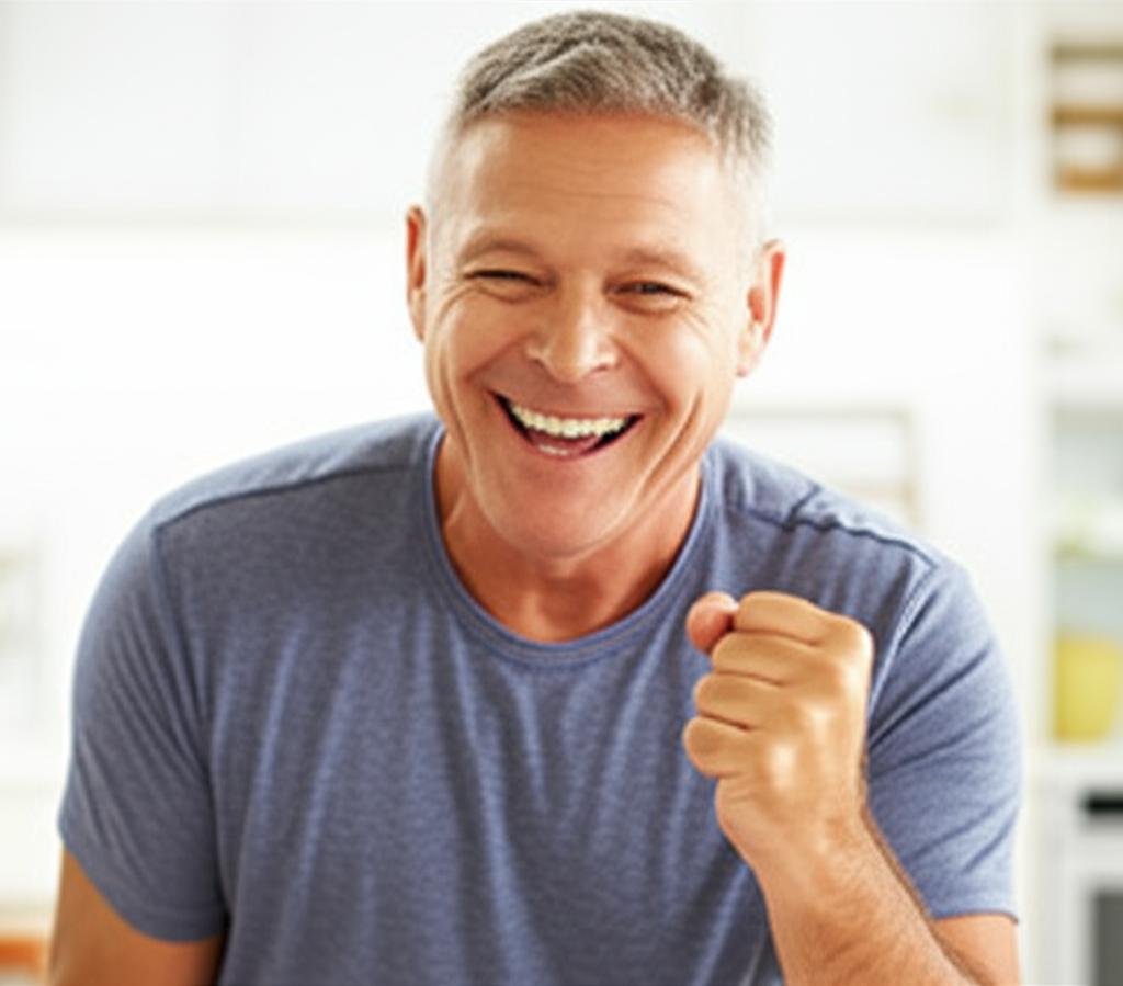 happy mature man feeling energetic
