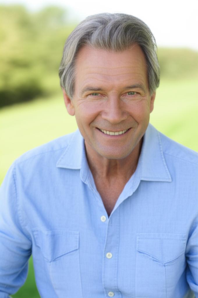 Happy middle aged man looking energetic